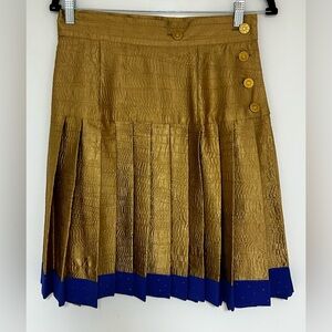 Vintage Jeanne Marc Gold Pleated Skirt Size Medium 12/14